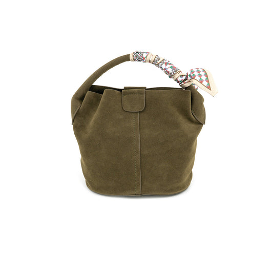 Olive Small Bucket Bag with Scarf