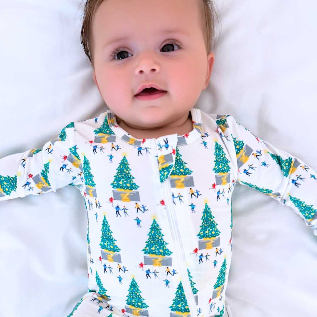 Ice Saking at Christmas Zippered Romper