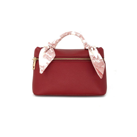 Burgundy Clutch Bag with Scarf