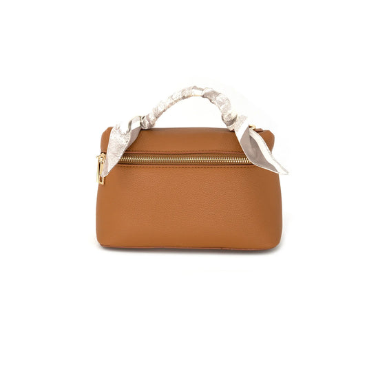 Tan Clutch Bag with Scarf