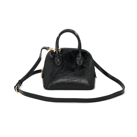 Black Faux Leather Handbag and Crossbody
