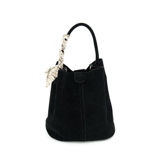 Black Suede Bucket Bag