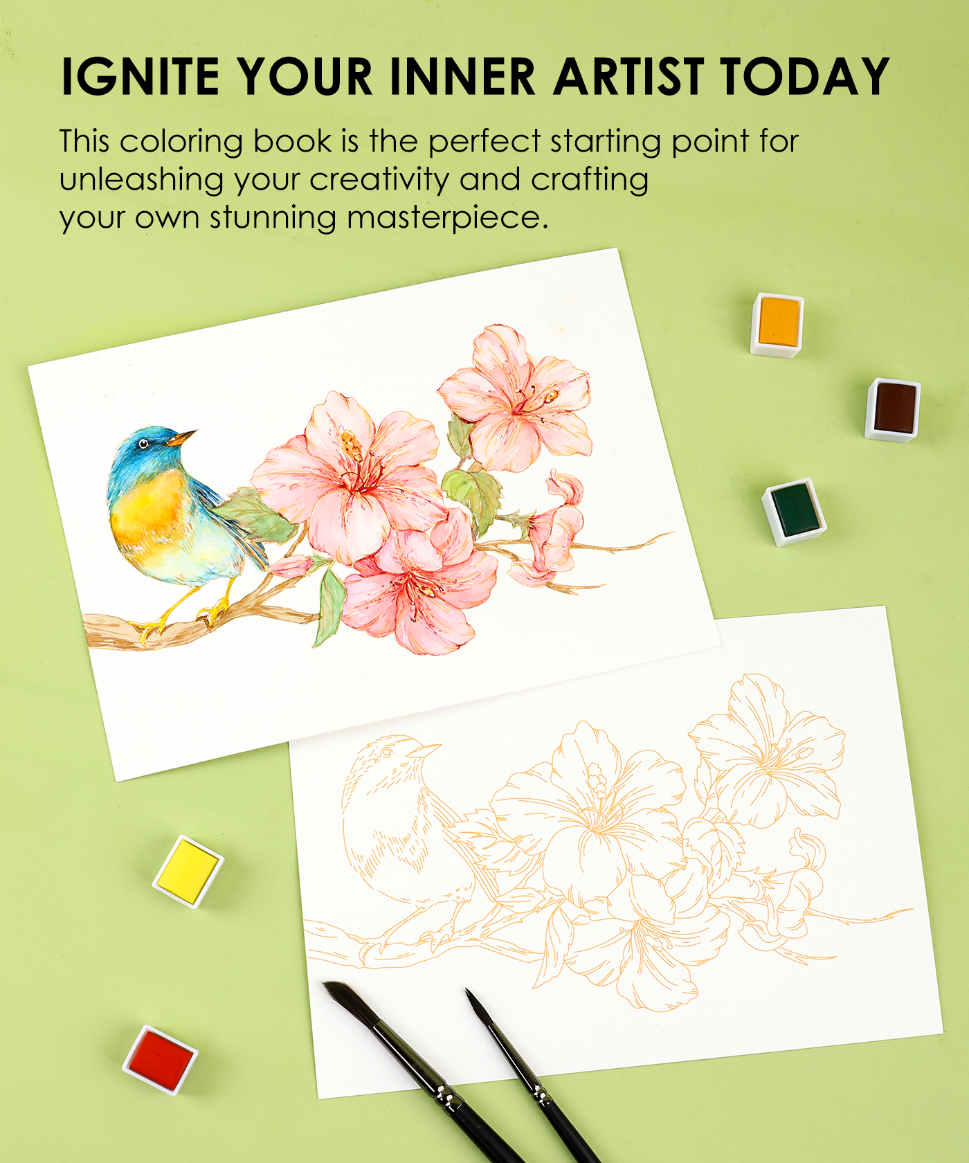 Watercolor Coloring Club Box - Floral