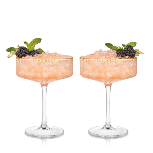 Deco Meridian Gold Rimmed Crystal Coupe Glass