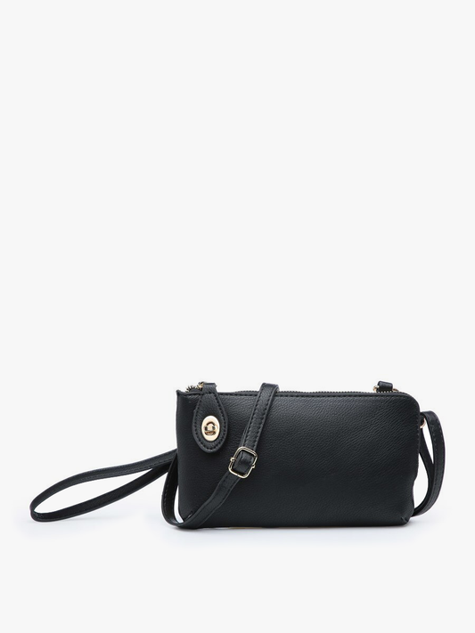 Crossbody Wristlet with Twist Lock Closure - Black