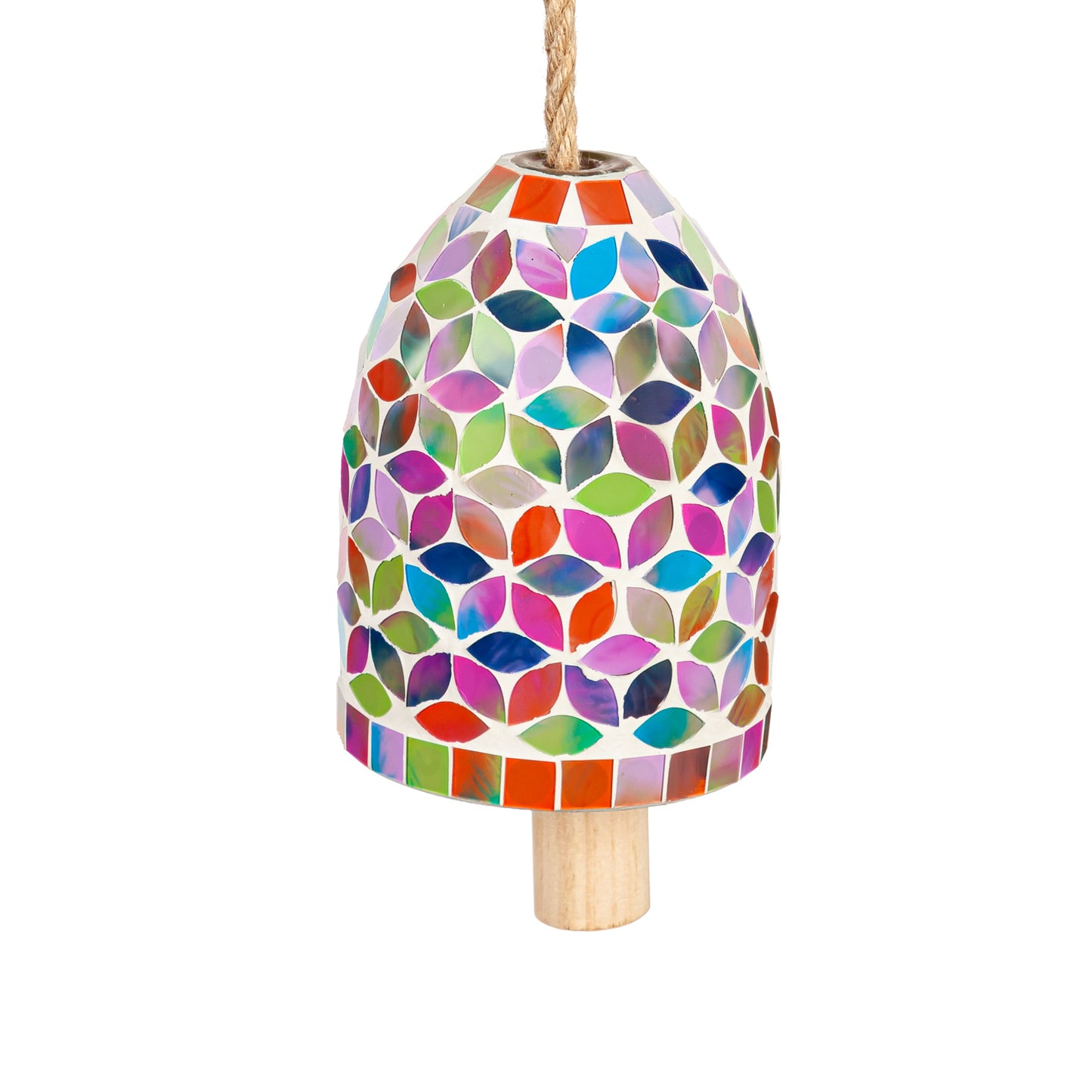 Multi-Color Spring Flowers Mosaic Glass Bell Chime