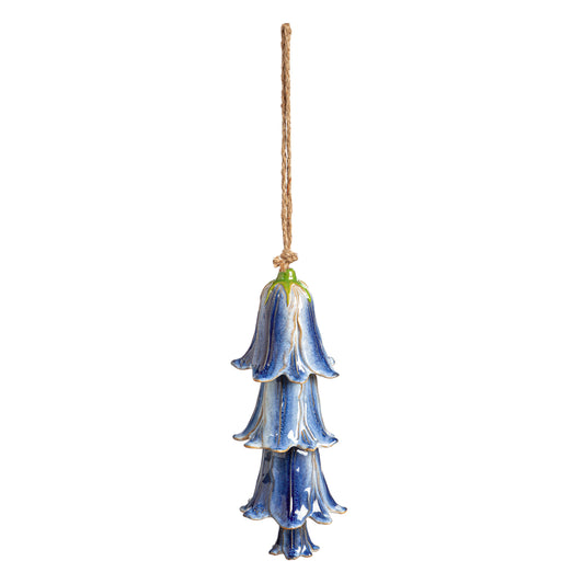 Blue Ceramic Flower Garden Bell