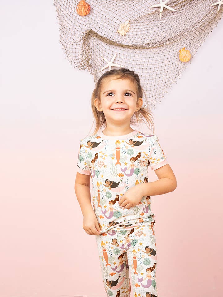 Making Waves Mermaids Bamboo Kids Pajamas Toddler Sleep Set