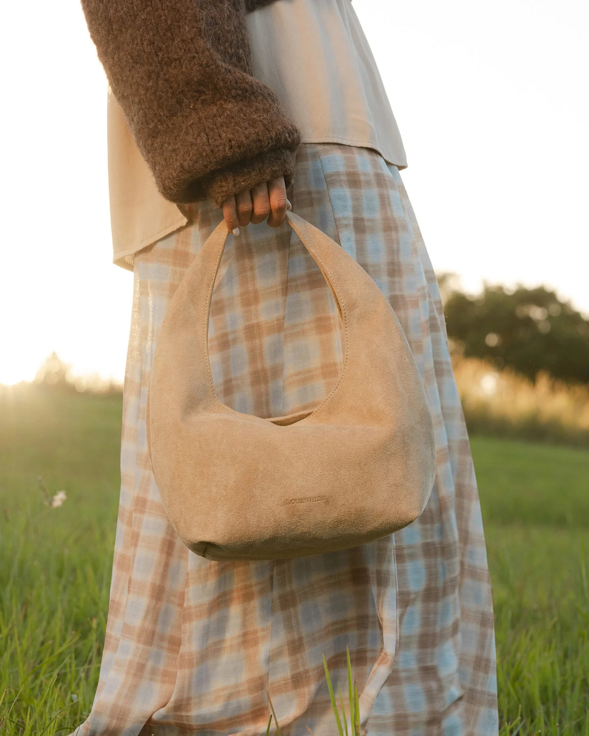 Mini Monaco Suedette Shoulder Bag - Blonde
