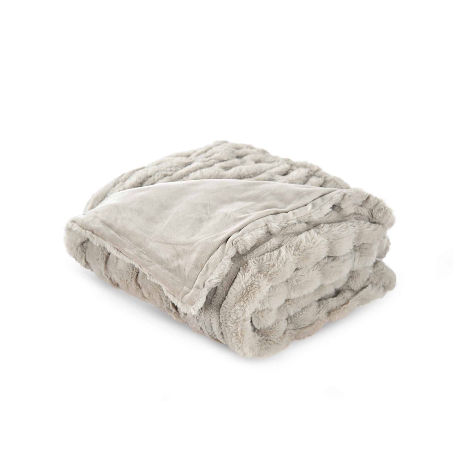 Light Grey Gathered Stretched Throw Blanket
