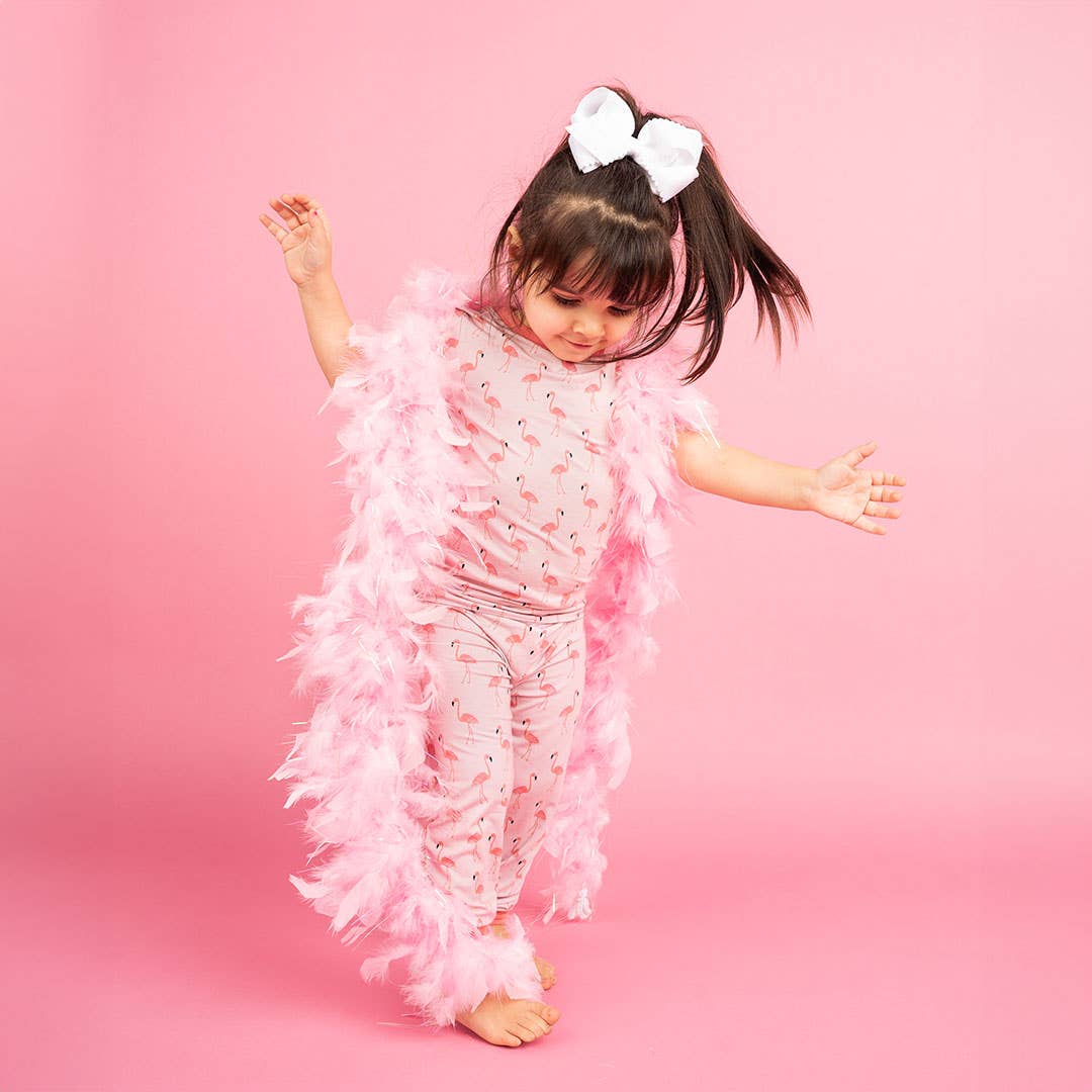 Fancy Flamingos Two-Piece Bamboo Kids Pajama Pants Set
