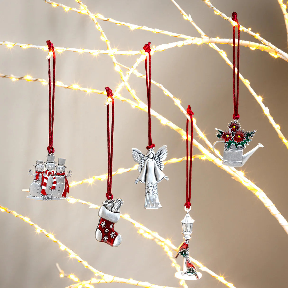 Solid Pewter Ornament - Lamp Post with Cardinals, 3.5"H 9