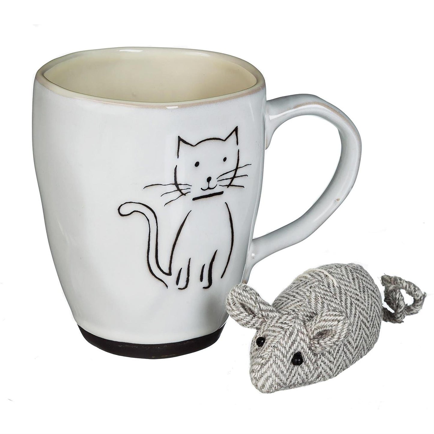 Ceramic Cup and Mouse Toy, Pet Cat, 16oz