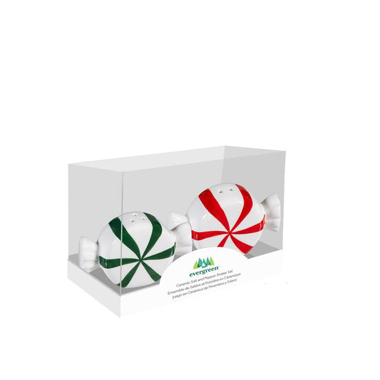 Salt & Pepper Shakers - Ceramic Peppermint Candy