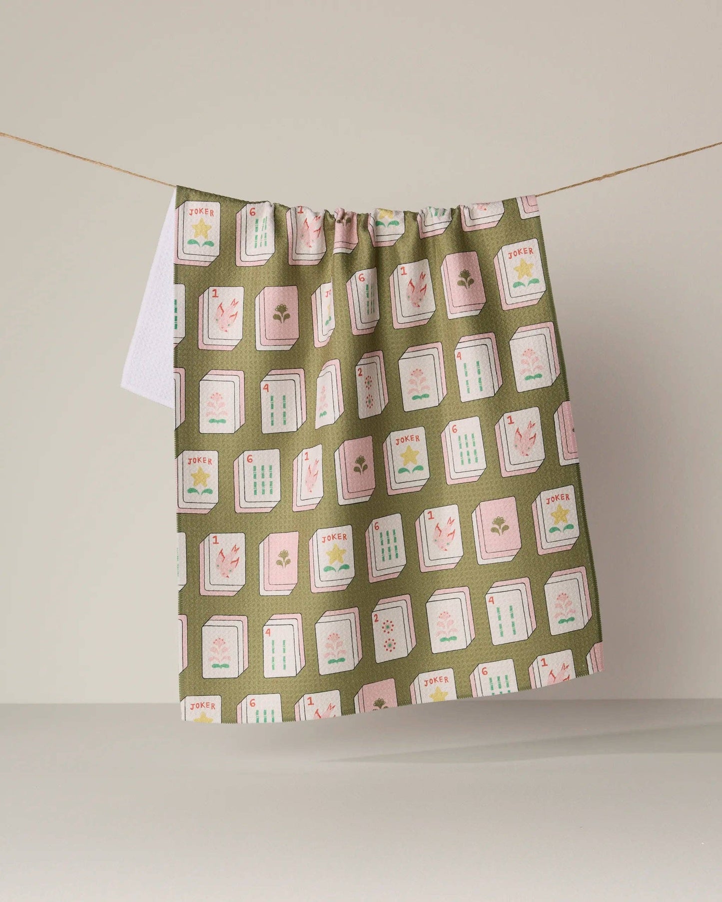 Flower Tiles Tea Towel - Mahjong