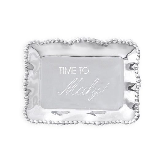 Pearl Rectangular Engraved Tray - "Time to Mahj!"