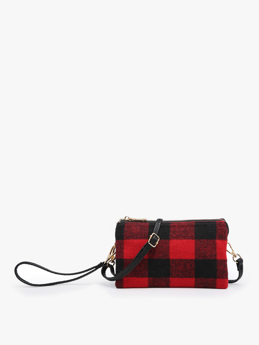Riley Plaid 3 Compartment Crossbody/Wristlet | M013-PLD
