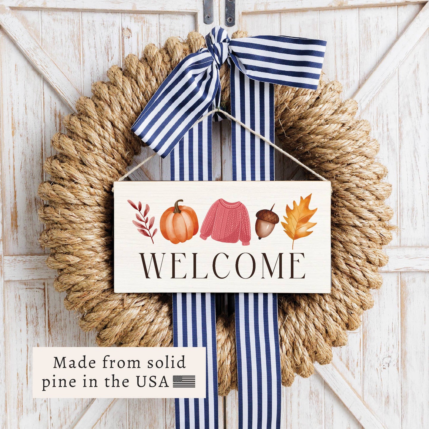 Fall Icons Welcome Twine Sign | Fall Decor | Door Sign