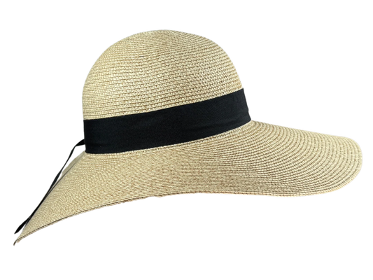 South Shore Las Palmas Large Brim Beach Hat - Beige/Black
