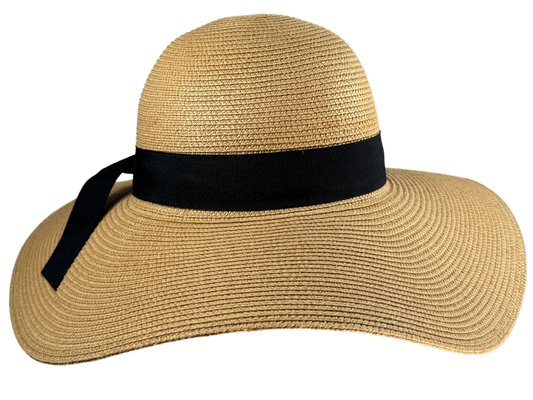 South Shore Las Palmas Large Brim Beach Hat - Khaki/Black