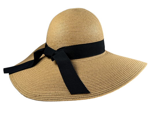 South Shore Las Palmas Large Brim Beach Hat - Khaki/Black