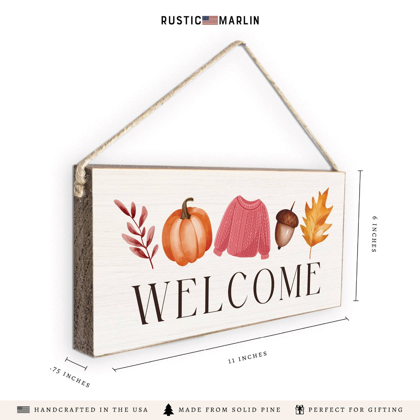 Fall Icons Welcome Twine Sign | Fall Decor | Door Sign