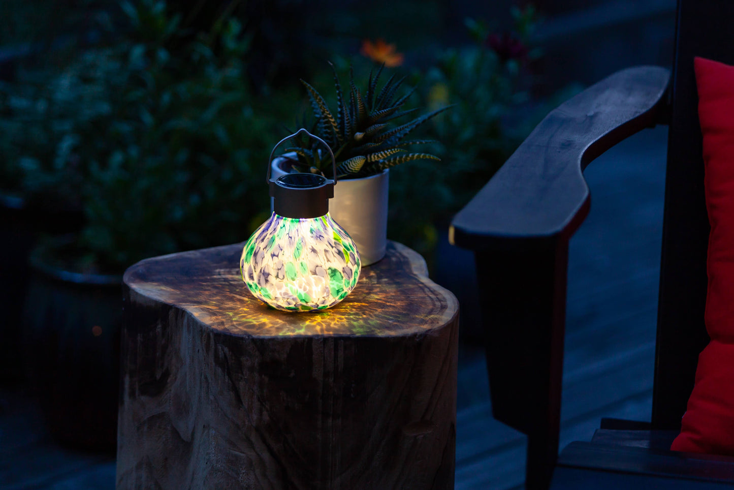 Solar Tea Lanterns 5" Handblown Glass - Tidal Blue