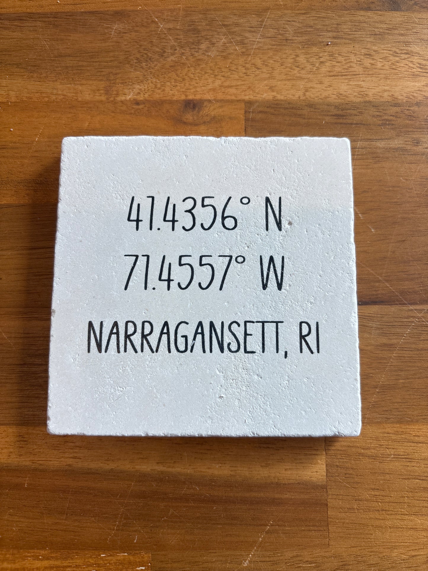 Narragansett Coordinates - Limestone Coaster