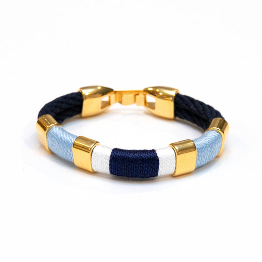 Newbury - Navy/Blue/White/Navy/Gold - Nautical Bracelet