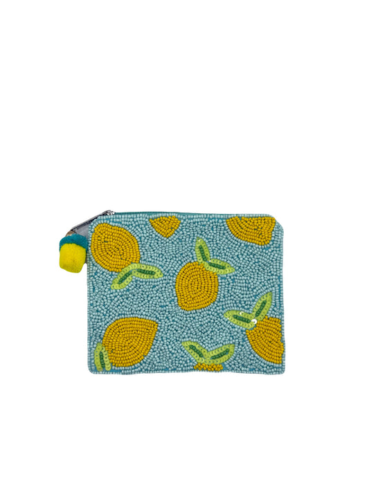 Lemons Beaded Coin Pouch
