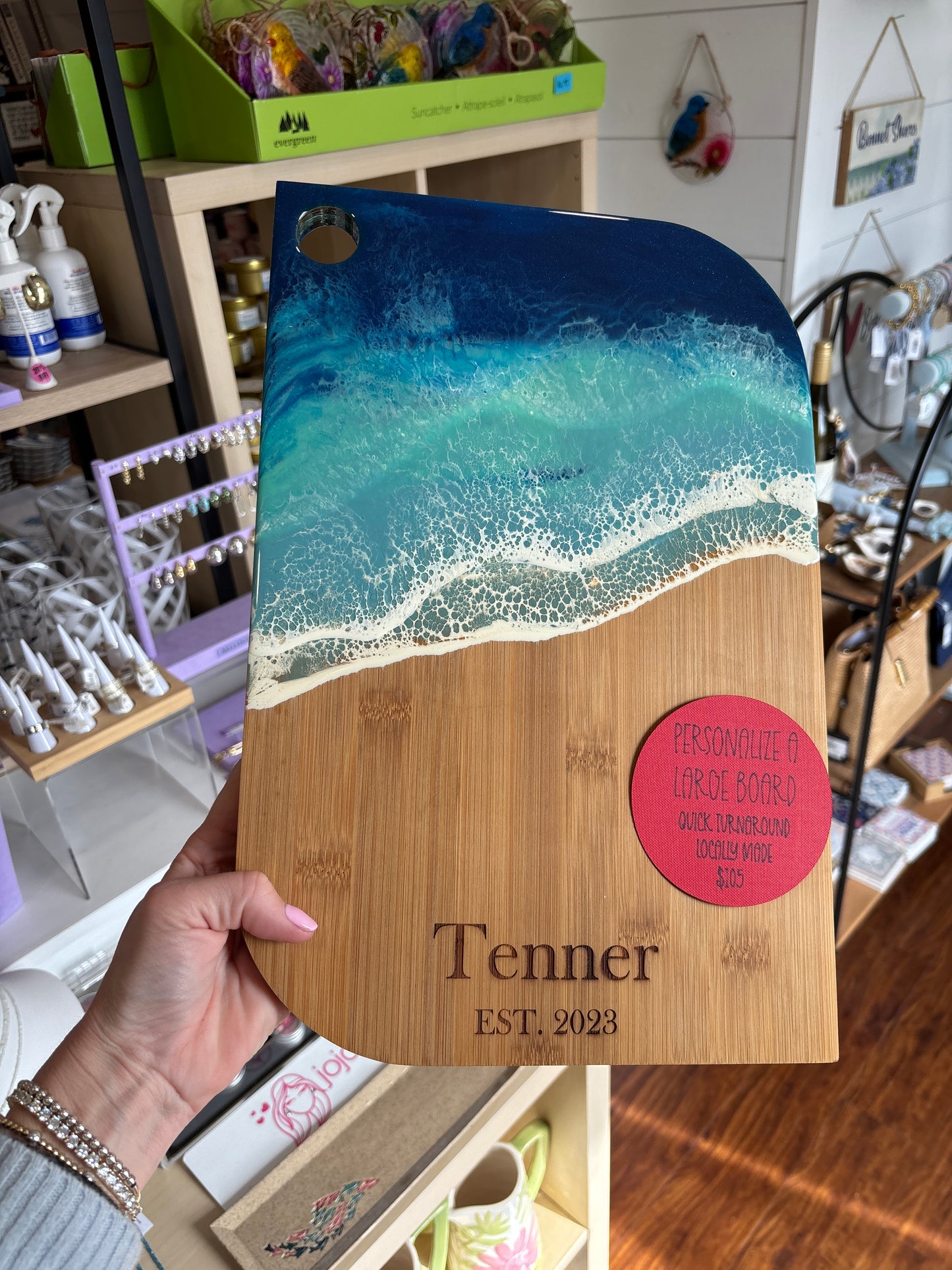 Personalized Cheese / Cutting / Charcuterie Board - Ocean Waves