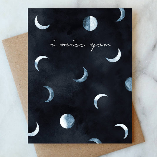 I Miss You Moons Greeting Card | Valentine Love Friendship