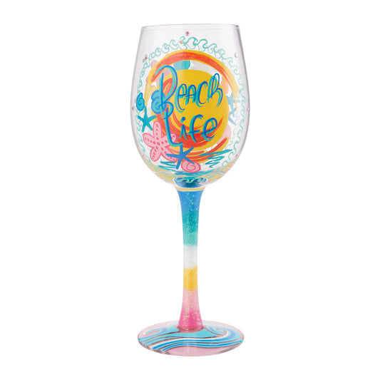 Beach Life Hand Painted 15 Ounce Wine Glass