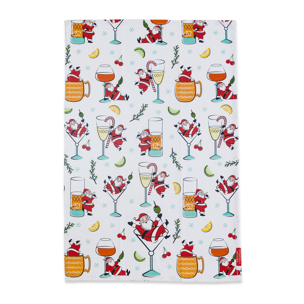 Cocktails with Santa Tea Towel