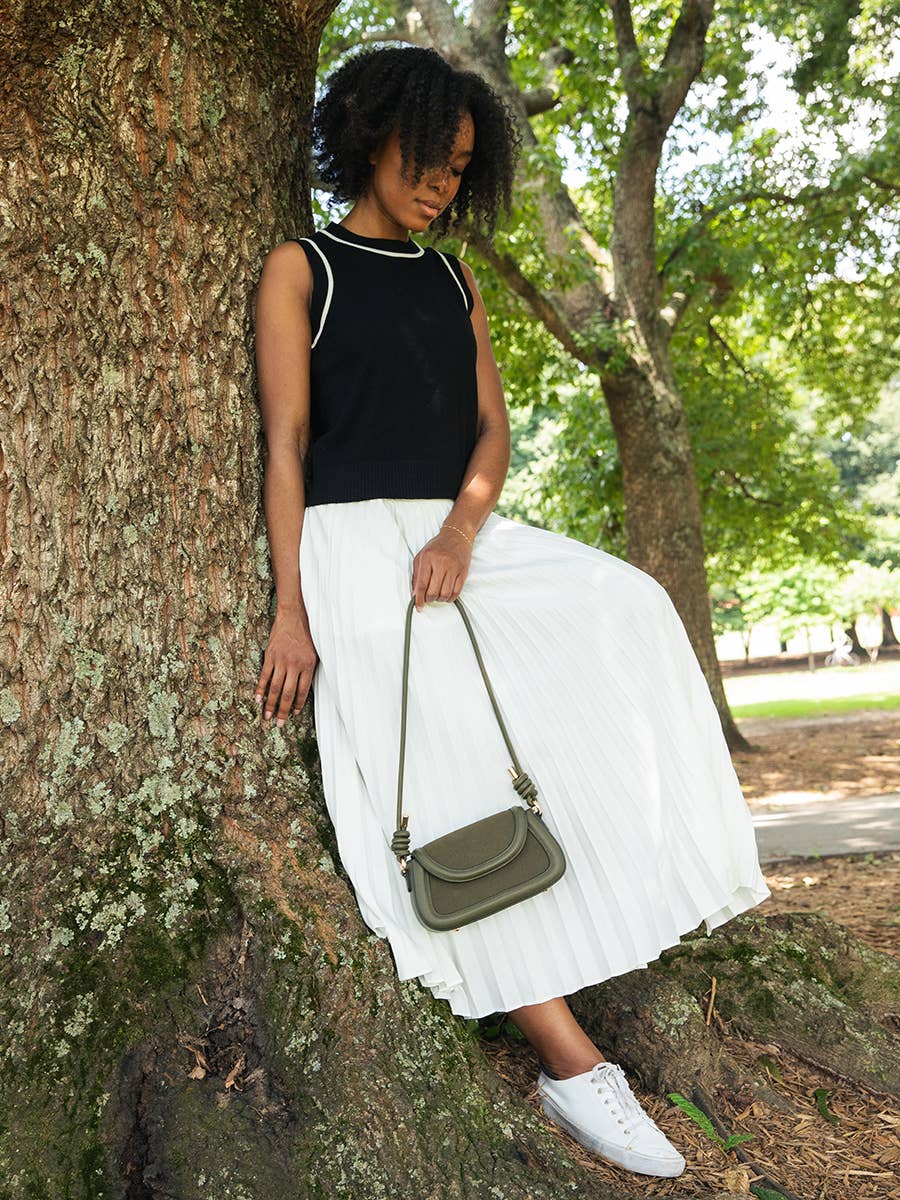 Marina Suede Crossbody Bag w/ Vegan Leather Trim | M2786