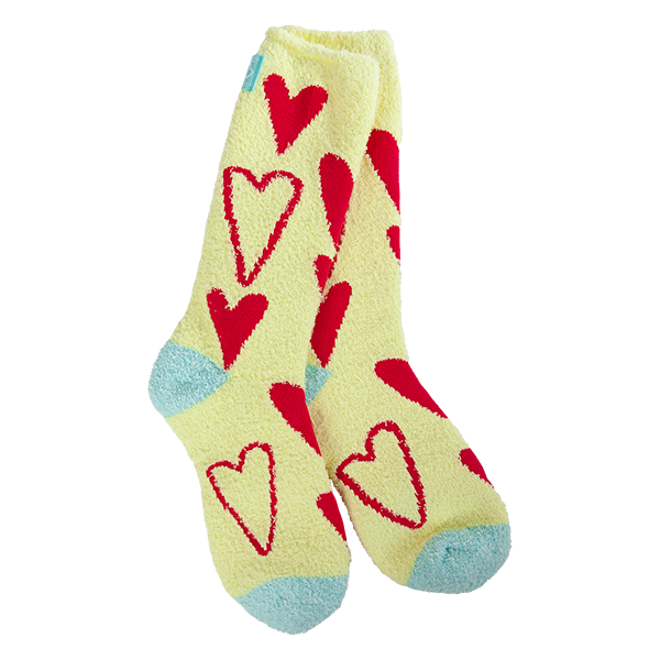 Super Soft Socks - Cozy Crew Red Hearts