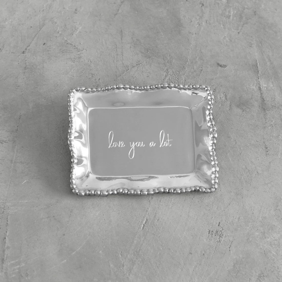 Pearl Rectangular Engraved Tray - "love you a lot"