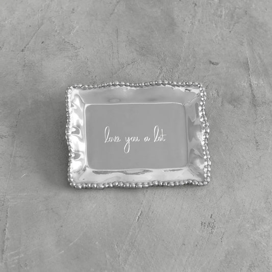 Pearl Rectangular Engraved Tray - "love you a lot"