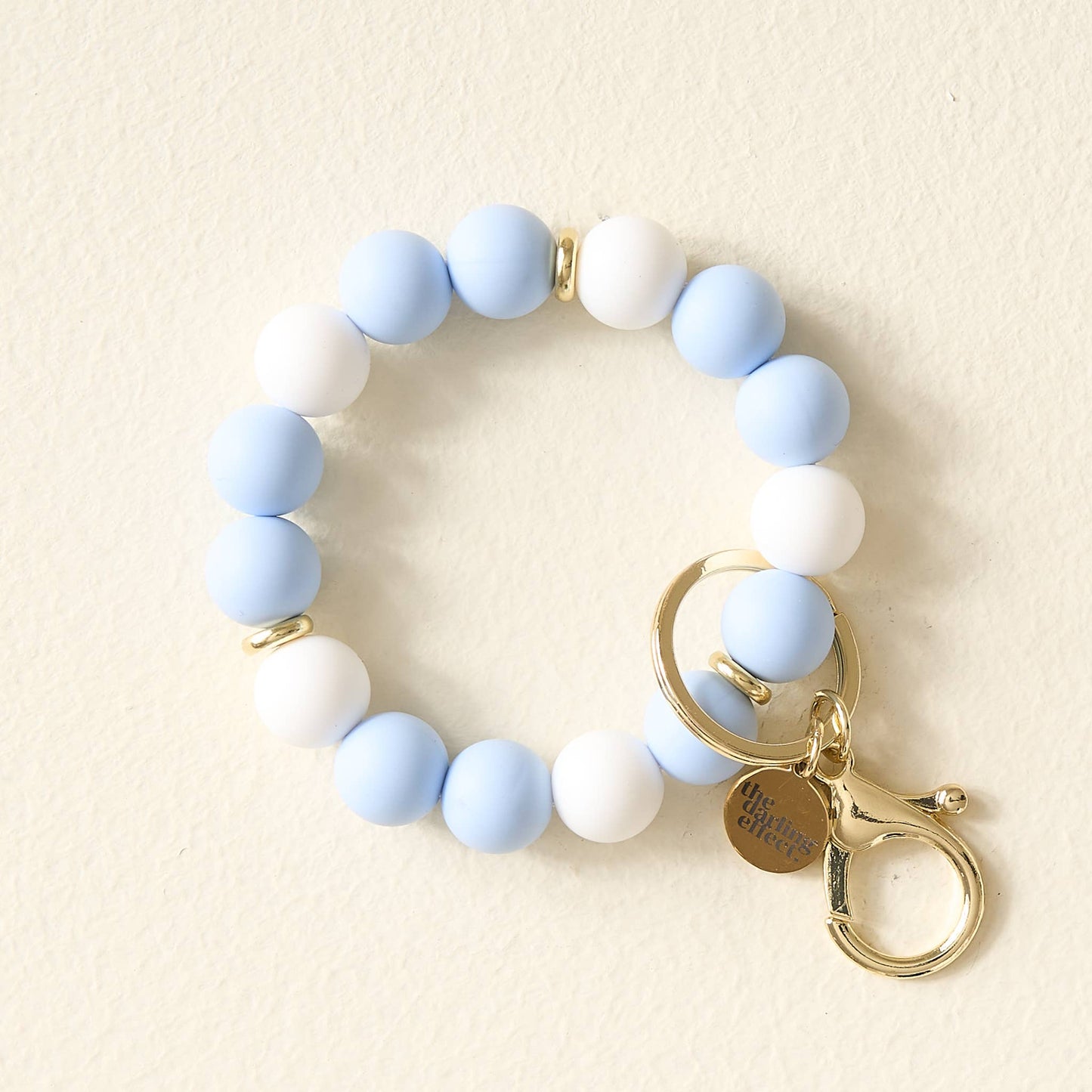 Hands-Free Silicone Bead Keychain Wristlet - Light Blue