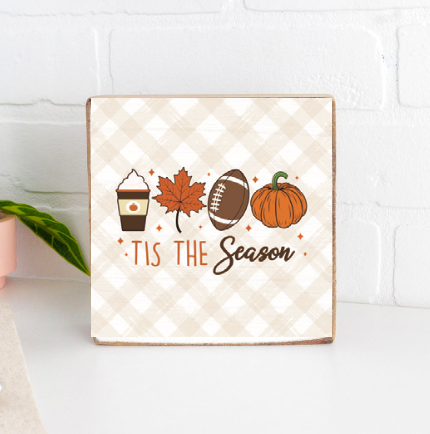 Fall Tis The Season Block Sign | Fall Wooden Decor