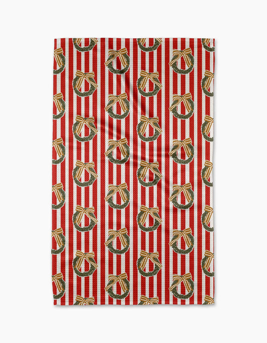 Red Wreaths Tea Towel