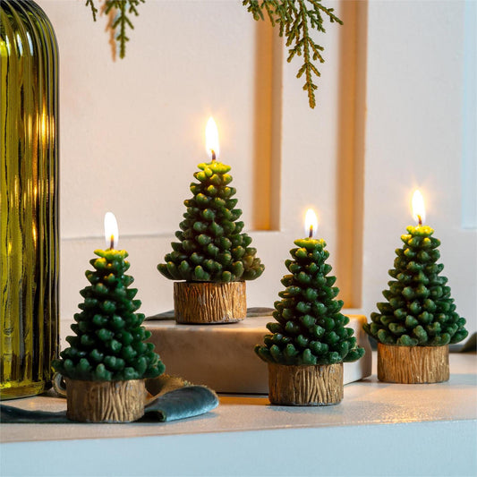Tree Shaped Wax Candle, Set of 4