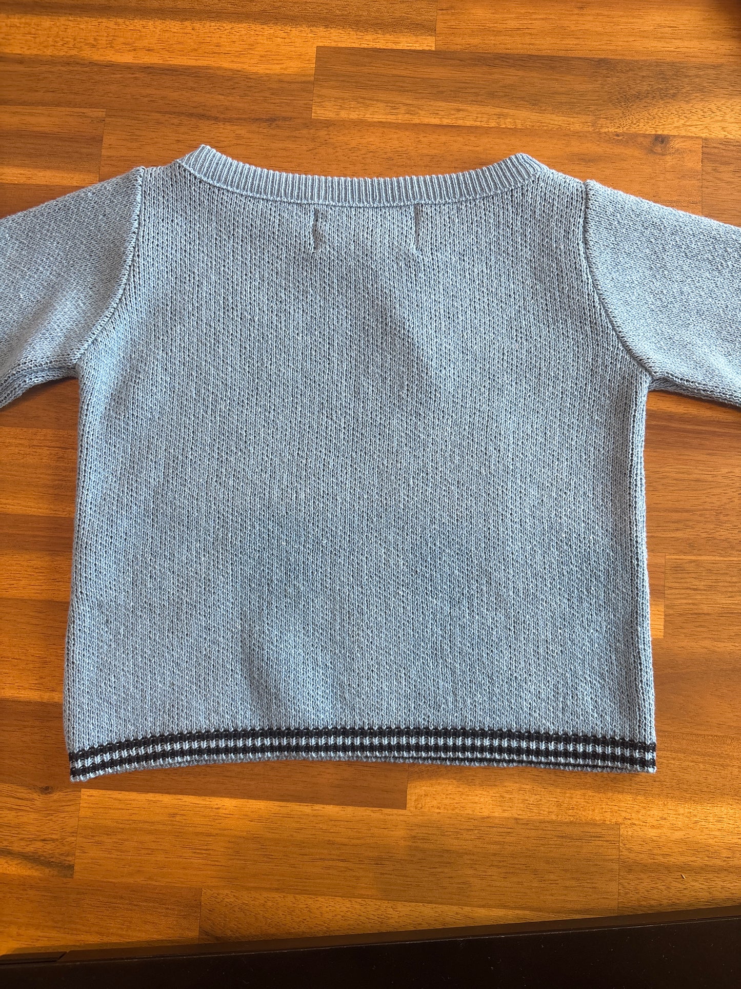 Sailboat Sweater & Striped Pants Set – Navy & Light Blue