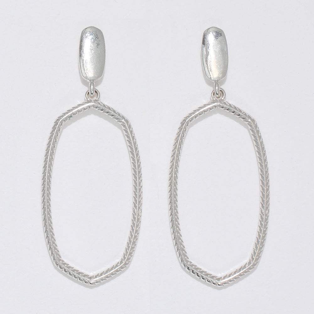 Silver Textured Drop Earrings