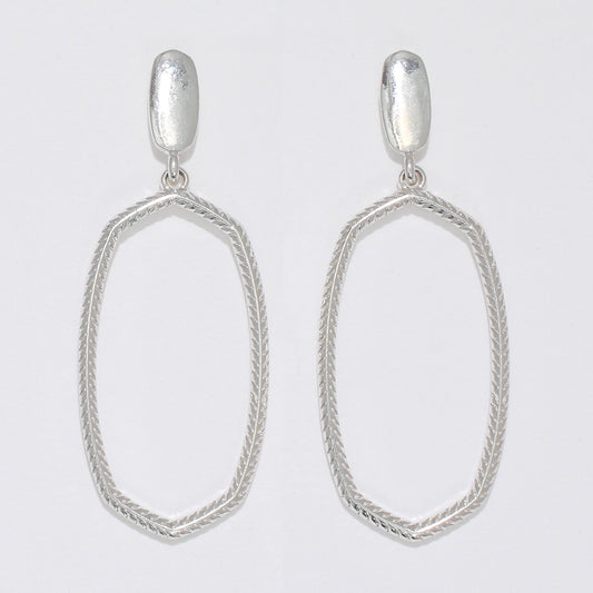 Silver Textured Drop Earrings