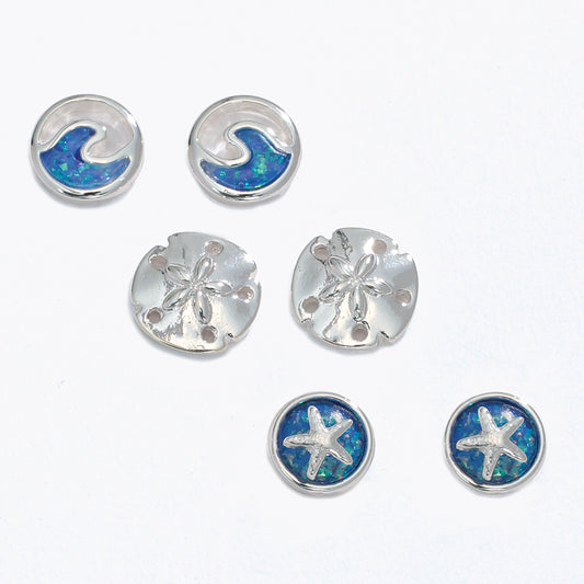 Silver + Blue Sea Life Earrings
