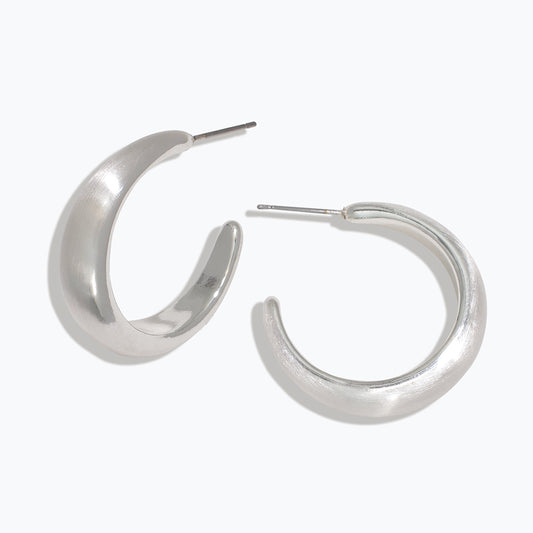 Matte Silver Hoops Earrings