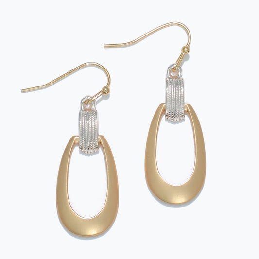 Matte Gold with Textured Silver Earrings
