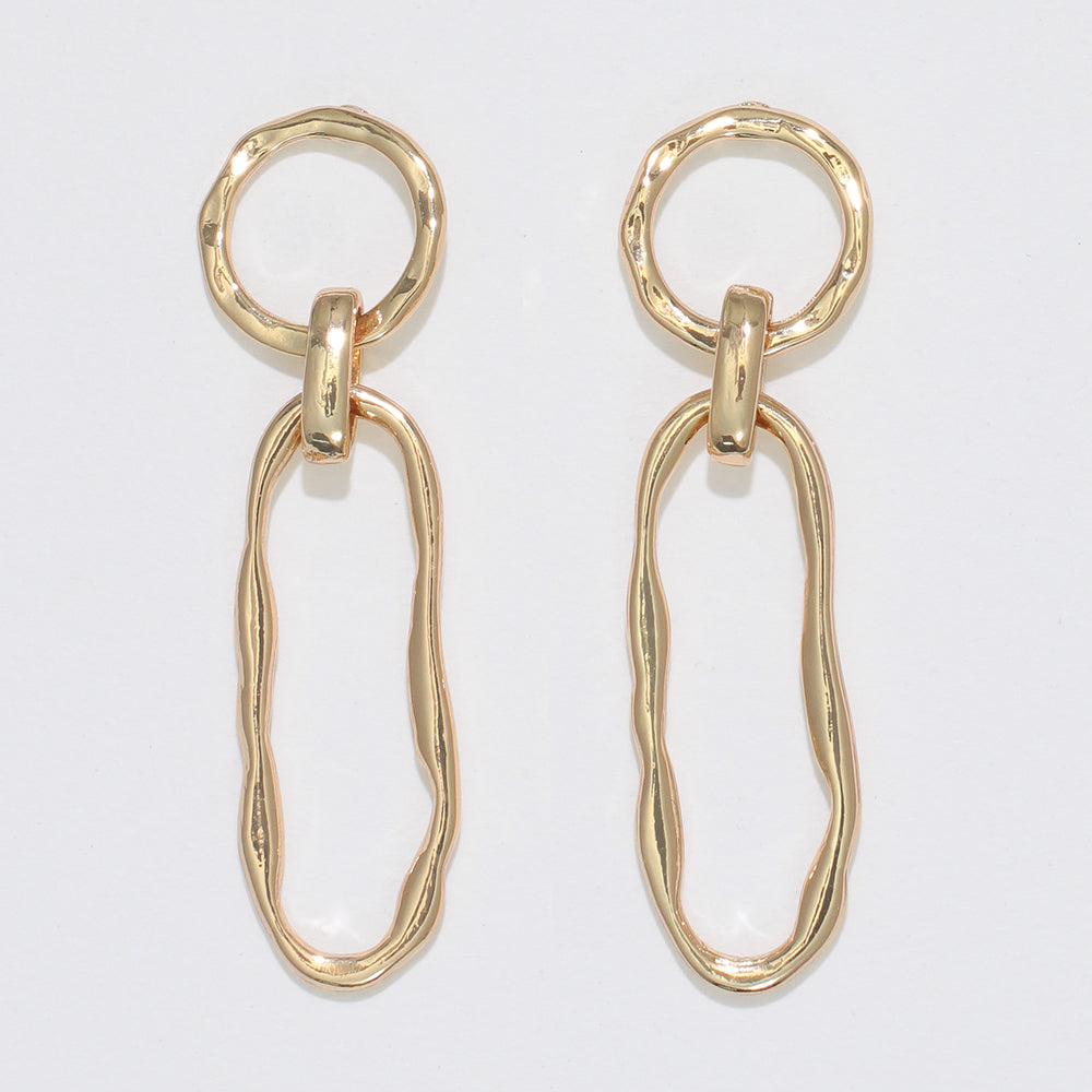 Open Gold Hammered Earrings