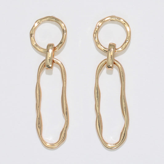 Open Gold Hammered Earrings